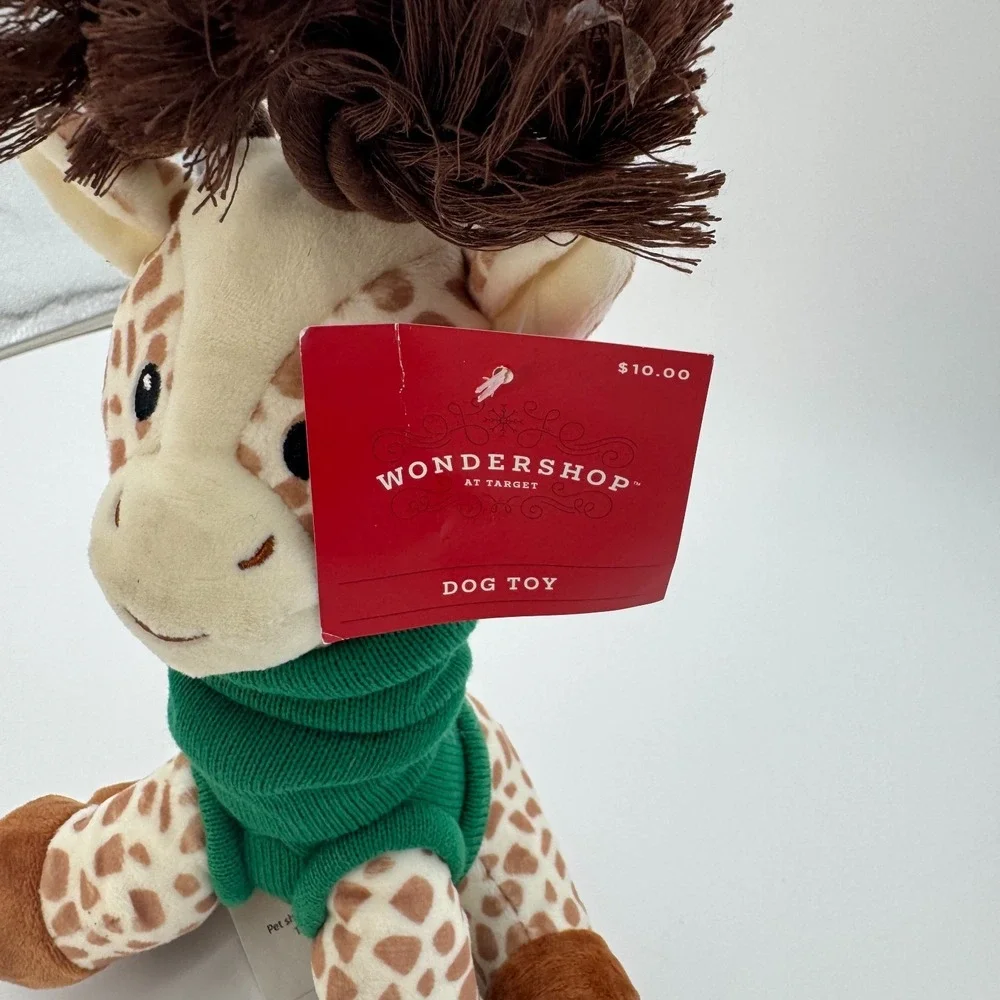 Wondershop Plush Giraffe Dog Toy Green Sweater Rope Horns New with tags